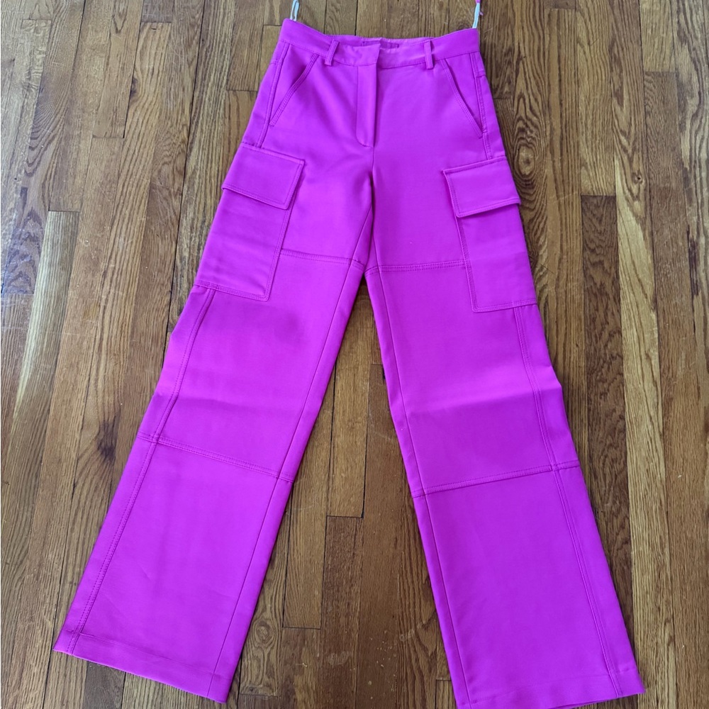 Valentino Bright Pink Wide-Leg Cargo Pants